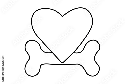 Dog bone continuous single line drawing of simple outline vector Design