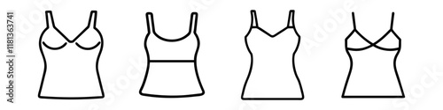 camisole icon, dress line art, dress vector - simple black line art icon of camisole perfect for logos, and dress-themed designs.