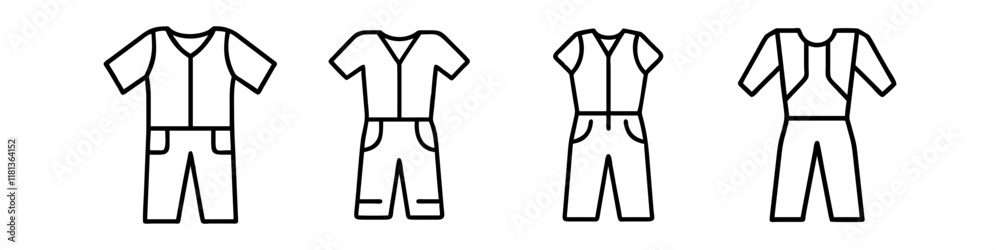 jumpsuit icon, dress line art, dress vector - simple black line art icon of jumpsuit perfect for logos, and dress-themed designs.