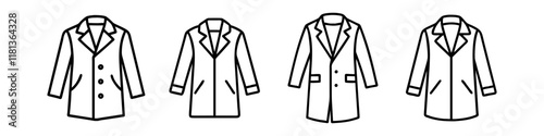 overcoat icon, dress line art, dress vector - simple black line art icon of overcoat perfect for logos, and dress-themed designs.