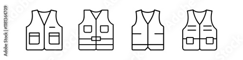 vest icon, dress line art, dress vector - simple black line art icon of vest perfect for logos, and dress-themed designs.