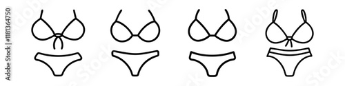 bikini icon, dress line art, dress vector - simple black line art icon of bikini perfect for logos, and dress-themed designs.