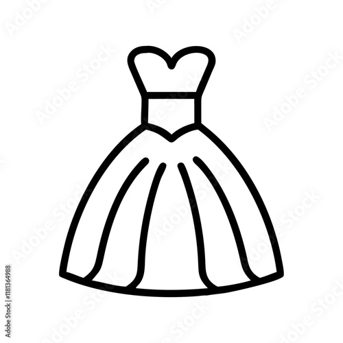 ball gown icon, dress line art, dress vector - simple black line art icon of ball gown perfect for logos, and dress-themed designs.