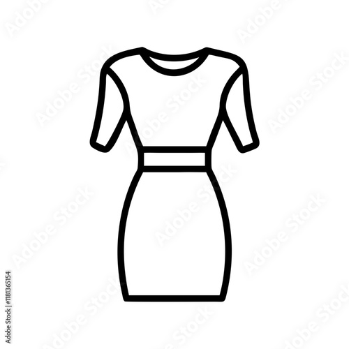 bodycon dress icon, dress line art, dress vector - simple black line art icon of bodycon dress perfect for logos, and dress-themed designs.