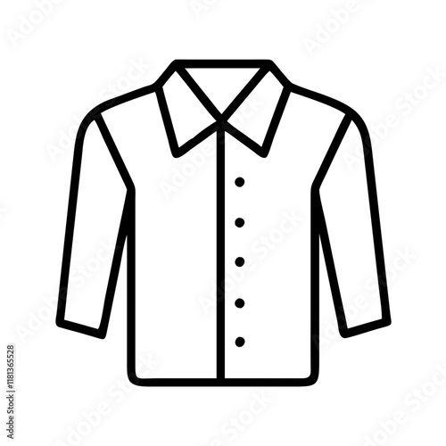 button down shirt icon, dress line art, dress vector - simple black line art icon of button down shirt perfect for logos, and dress-themed designs.