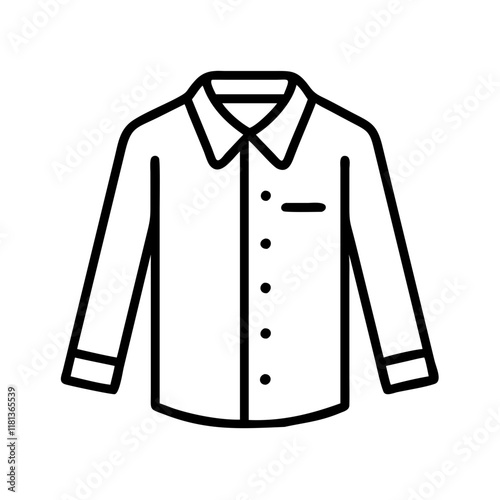 button down shirt icon, dress line art, dress vector - simple black line art icon of button down shirt perfect for logos, and dress-themed designs.