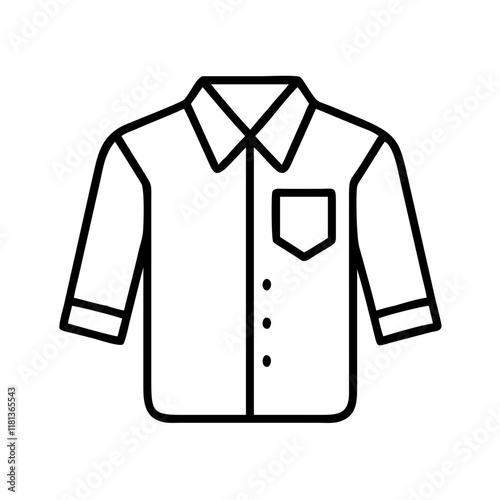 button down shirt icon, dress line art, dress vector - simple black line art icon of button down shirt perfect for logos, and dress-themed designs.