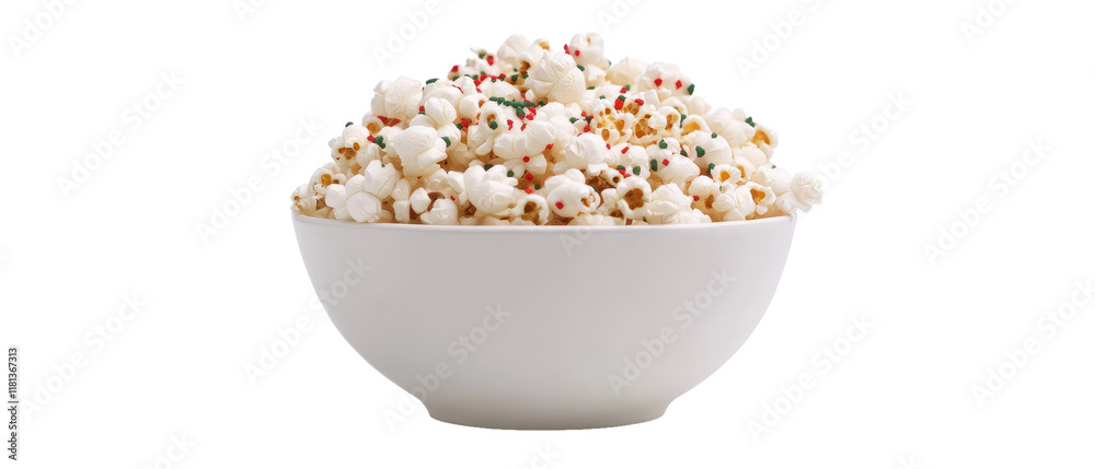 Fresh popcorn in a white bowl ready to enjoy. transparent background Fresh popcorn in a white bowl ready to enjoy. transparent background