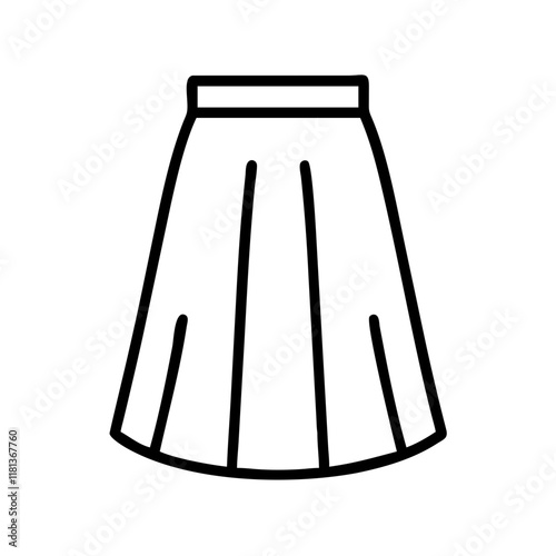 maxi skirt icon, dress line art, dress vector - simple black line art icon of maxi skirt perfect for logos, and dress-themed designs.
