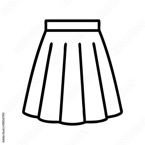 midi skirt icon, dress line art, dress vector - simple black line art icon of midi skirt perfect for logos, and dress-themed designs.