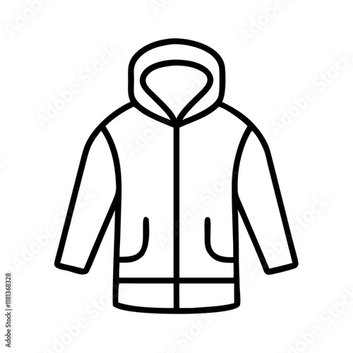 parka icon, dress line art, dress vector - simple black line art icon of parka perfect for logos, and dress-themed designs.