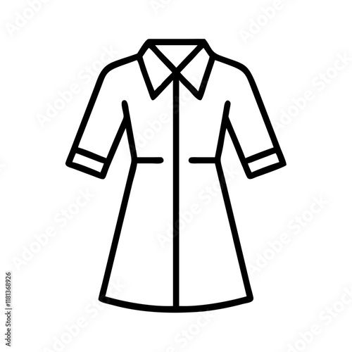 shirt dress icon, dress line art, dress vector - simple black line art icon of shirt dress perfect for logos, and dress-themed designs.