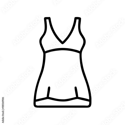 slip dress icon, dress line art, dress vector - simple black line art icon of slip dress perfect for logos, and dress-themed designs.