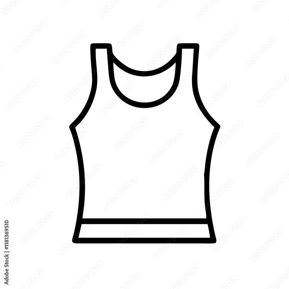 tank top icon, dress line art, dress vector - simple black line art icon of tank top perfect for logos, and dress-themed designs.