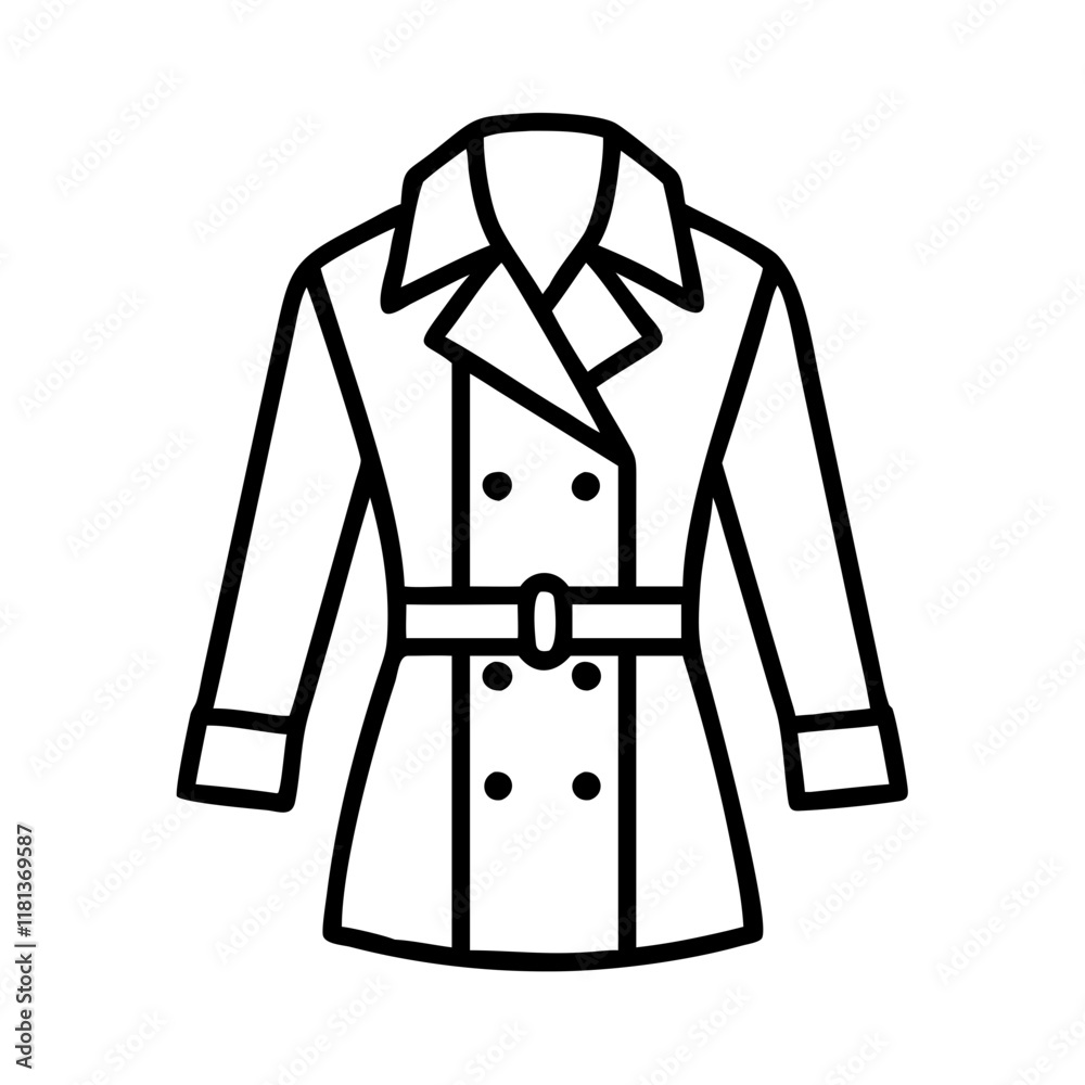 trench coat icon, dress line art, dress vector - simple black line art icon of trench coat perfect for logos, and dress-themed designs. trench coat icon, dress line art, dress vector - simple black line art icon of trench coat perfect for logos, and dress-themed designs.
