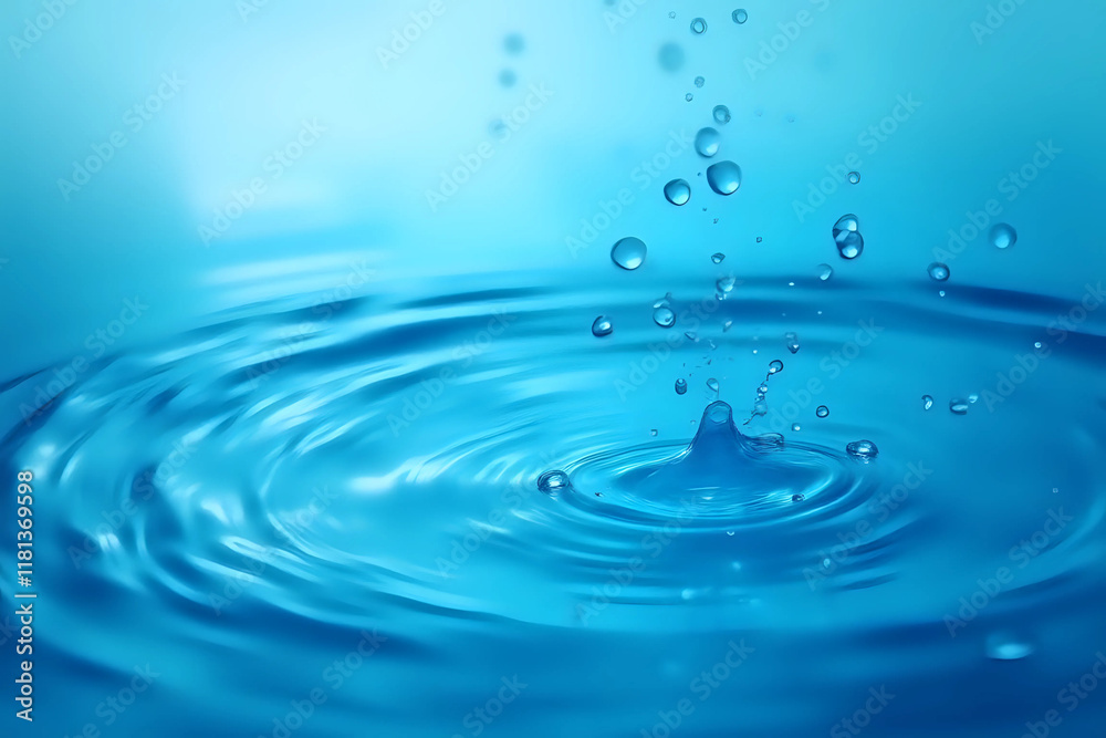 Blue water with ripples on the surface. Defocus blurred transparent blue colored clear calm water surface texture with splashes and bubble Blue water with ripples on the surface. Defocus blurred transparent blue colored clear calm water surface texture with splashes and bubble