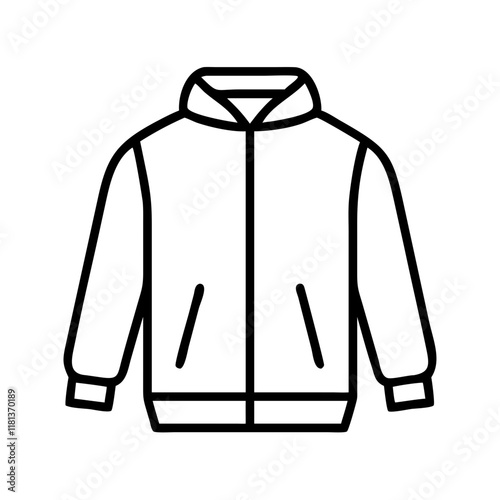 windbreaker icon, dress line art, dress vector - simple black line art icon of windbreaker perfect for logos, and dress-themed designs.