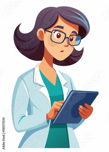 Médecin en blouse blanche utilisant une tablette pour accéder aux données des patients