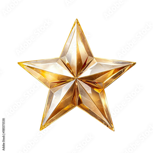 Golden Star Award:  A dazzling,faceted gold star award, perfect for celebrating success and achievement.  Its gleaming surface reflects light, symbolizing brilliance and prestige.  photo