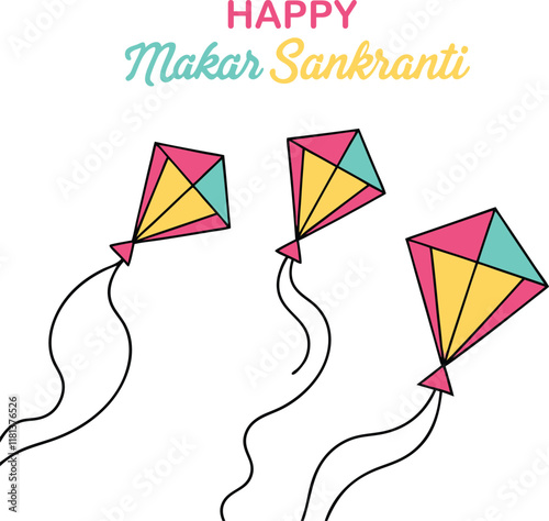 happy makar sankranti vector illustration