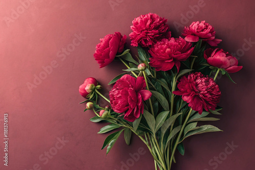 Wallpaper Mural Bouquet of peonies on marsala background. Banner for Valentine's Day Torontodigital.ca