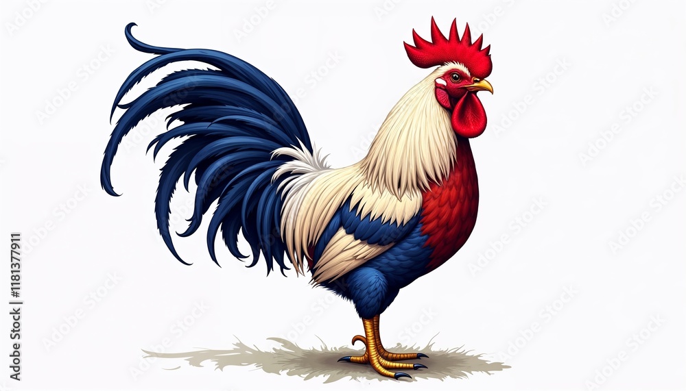 Fototapeta premium Vibrant illustration of a rooster with colorful feathers