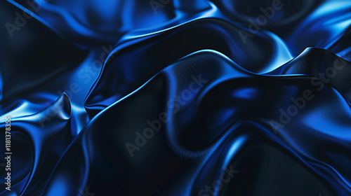 Glowing blue abstract shape, dark grainy black blue background, noise texture futuristic dynamic poster header cover wallpaper banner backdrop design