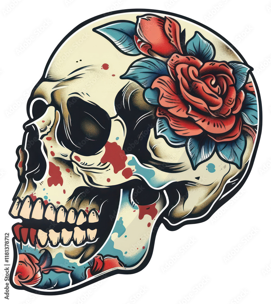 Fototapeta premium PNG Tattoo illustration skull style art illustrated.