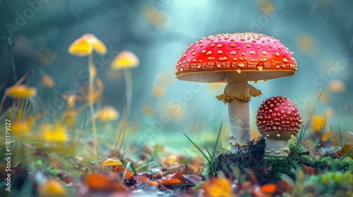 Wallpaper Mural Mushroom on a composed background, magnificent mushroom texture. Background neutral, mushroom intense. Torontodigital.ca