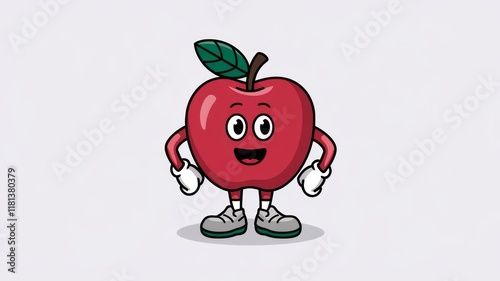 Mascot Logo of a Cartoon Red Apple Wearing Gloves and White Shoes Generative AI photo