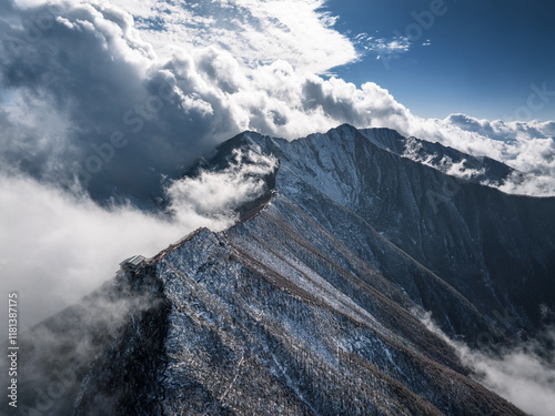 clouds over the Taibai Mountains, China photo