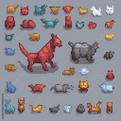 Pixel-perfect pixel animals in vibrant artwork.