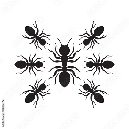 Silhouettes of Ants in a Symmetrical Pattern