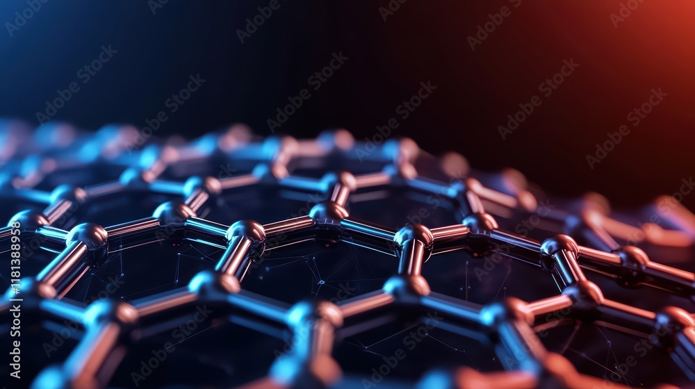 Obraz premium Detailed View of Graphene Structure with Metallic and Blue Tones