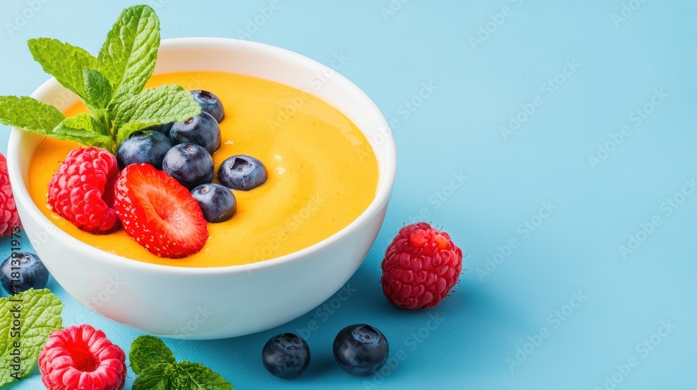 Fresh Fruit Smoothie Bowl with Raspberries and Blueberries Fresh Fruit Smoothie Bowl with Raspberries and Blueberries