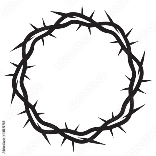 Crown of thorns icon silhouette. Vector religious symbol of Christianity. Vector illustration