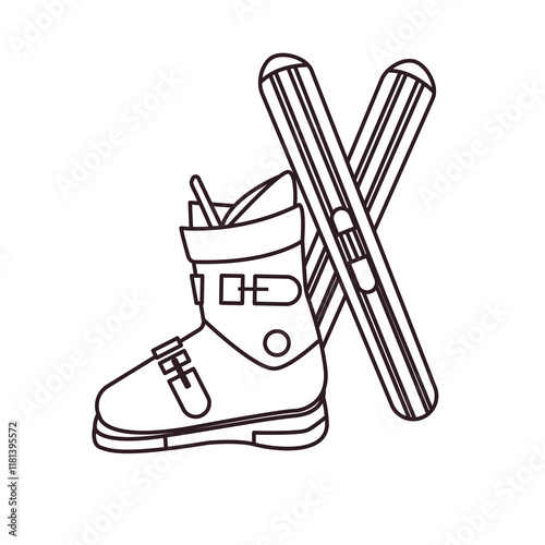 Ski boot sport skiing skis emoji vector illustration
