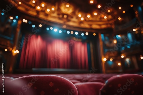 Elegant Theater Curtain with Warm Ambient Light