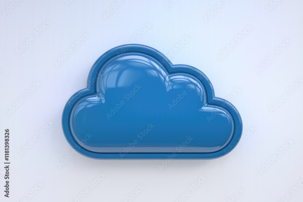 A 3D rendering of a blue cloud icon on a white background. A 3D rendering of a blue cloud icon on a white background.
