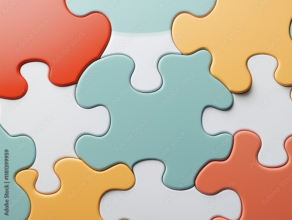 A close-up of colorful puzzle pieces interlocking, showcasing vibrant orange, teal, yellow, and white segments in a playful arrangement. A close-up of colorful puzzle pieces interlocking, showcasing vibrant orange, teal, yellow, and white segments in a playful arrangement.