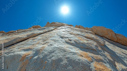 Stunning rocky outcrop under a clear blue sky in a vast landscape during daytime