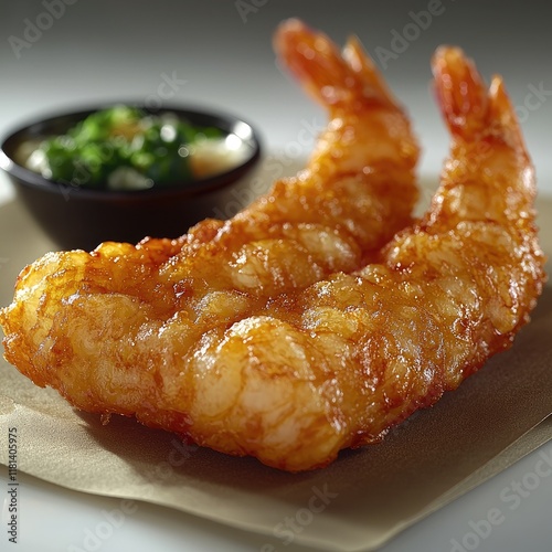 Golden Fried Shrimp Tempura: A Crispy Seafood Delight, Perfect Appetizer or Light Meal.  Japanese Cuisine at its Finest! photo