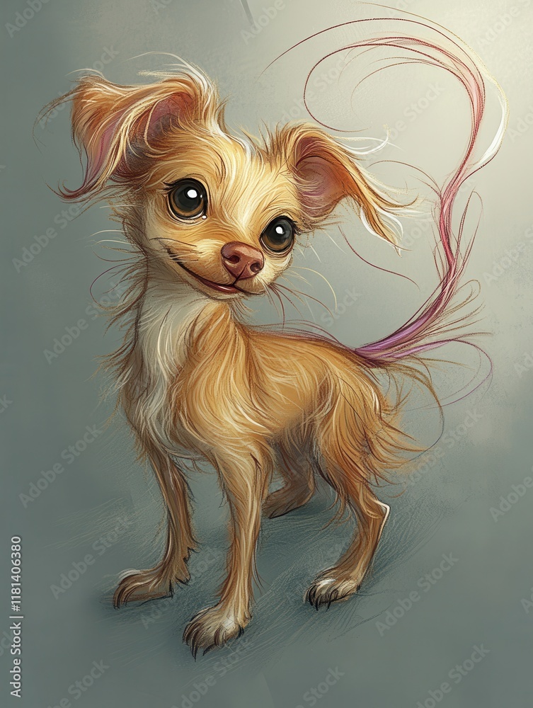 Naklejka premium Crazy dog cartoon style