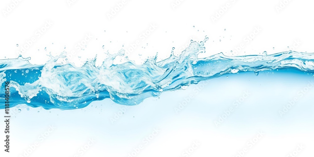 Water splash captured in mid-motion, isolated on a clean white background, splash, motion, droplets Water splash captured in mid-motion, isolated on a clean white background, splash, motion, droplets
