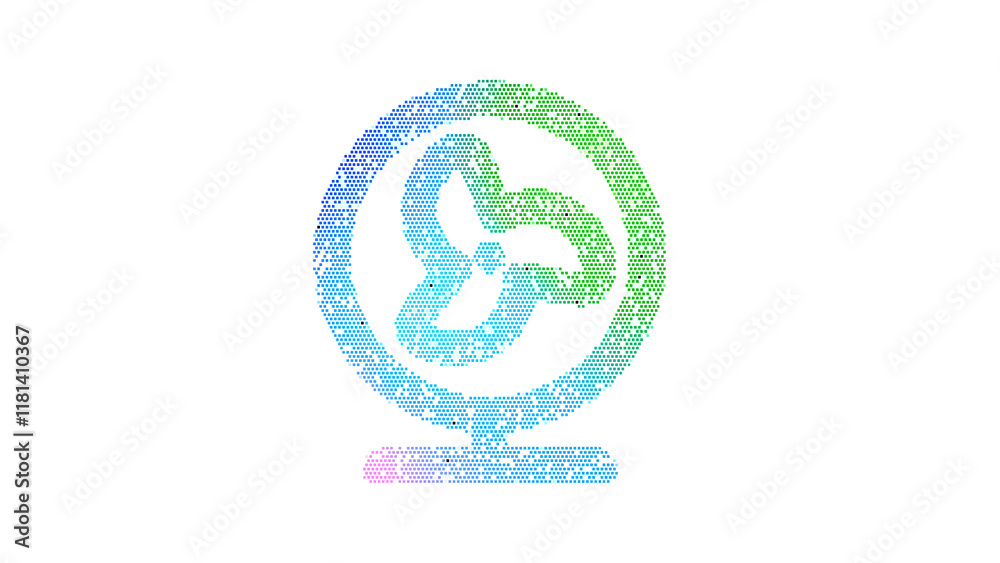 Icon fan table is made up of LED square shapes. There are bright diodes and there are black dead diodes Icon fan table is made up of LED square shapes. There are bright diodes and there are black dead diodes