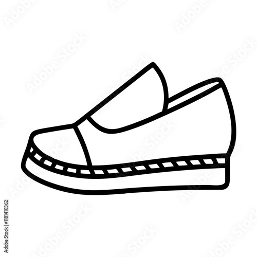 espadrilles icon, footwear line art, footwear vector - simple black line art icon of espadrilles perfect for logos, and footwear-themed designs.