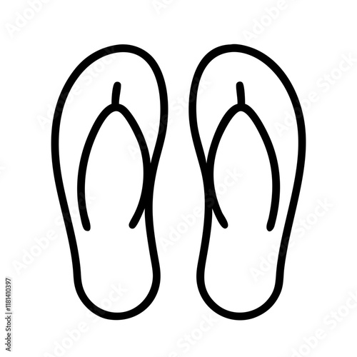 flip flops icon, footwear line art, footwear vector - simple black line art icon of flip flops perfect for logos, and footwear-themed designs.