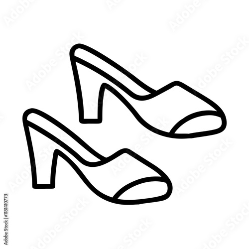 mules shoes icon, footwear line art, footwear vector - simple black line art icon of mules shoes perfect for logos, and footwear-themed designs.