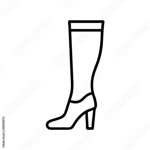 thigh high boots icon, footwear line art, footwear vector - simple black line art icon of thigh high boots perfect for logos, and footwear-themed designs.