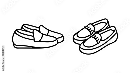 moccasins icon, footwear line art, footwear vector - simple black line art icon of moccasins perfect for logos, and footwear-themed designs.